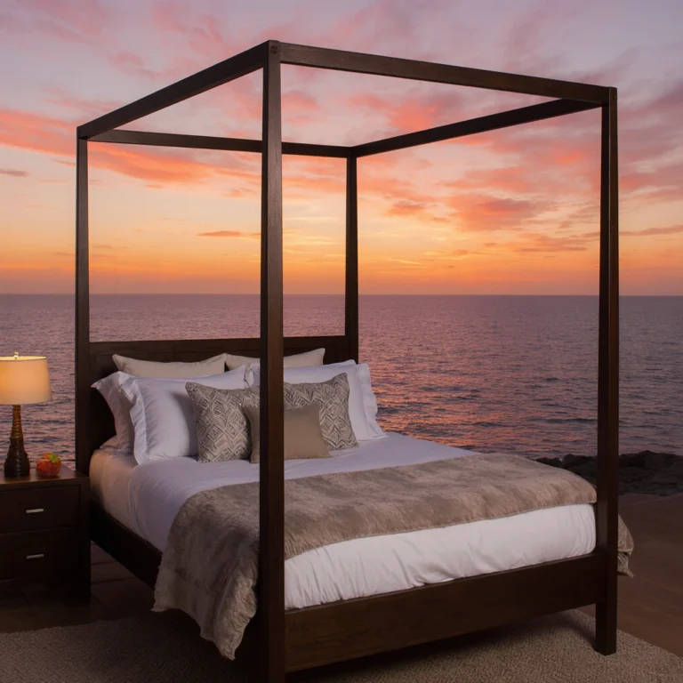 sunset decor bedroom with canopy bed