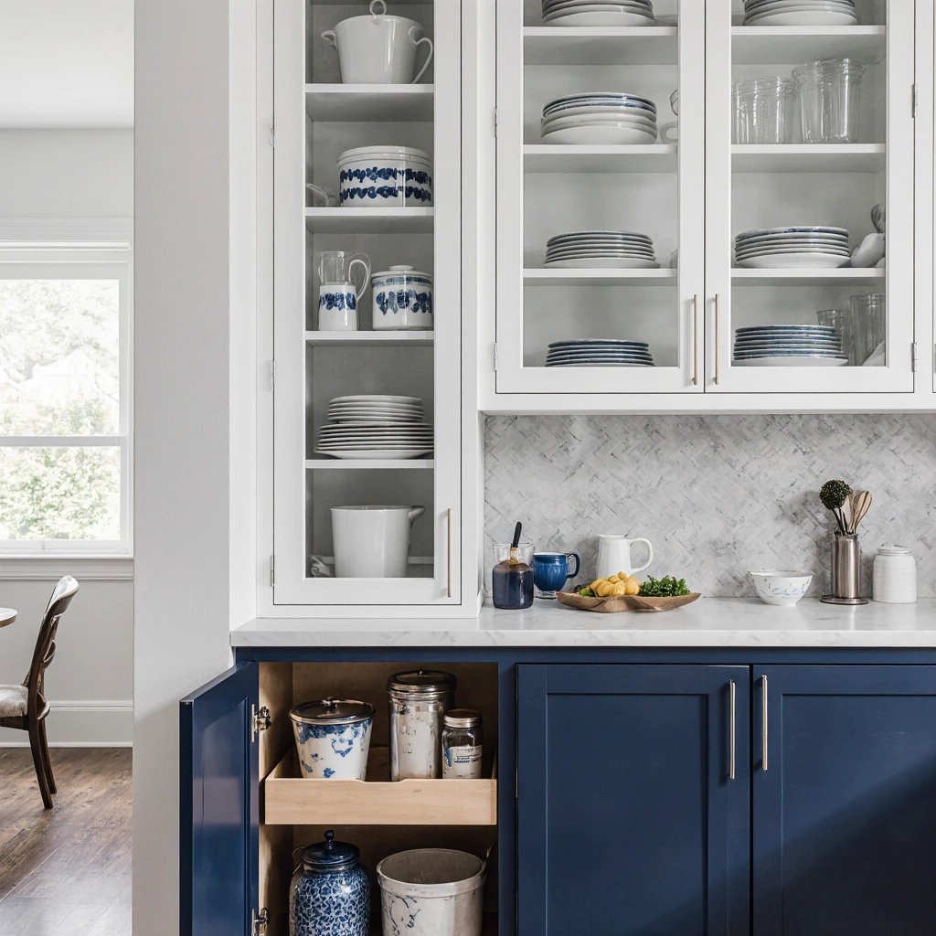 blue white kitchen