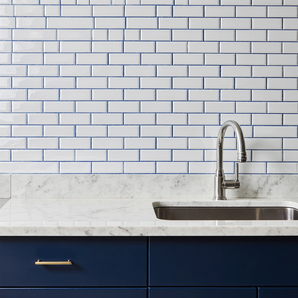 blue white kitchen