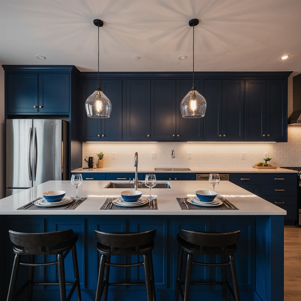 blue white kitchen